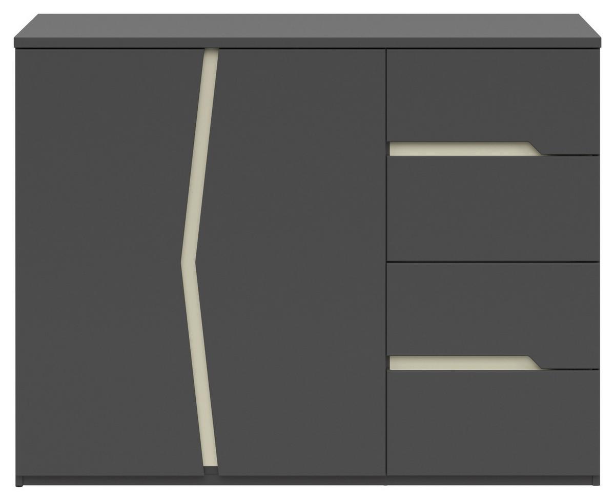 Sideboard Manhatten in Grau/Graphitfarben - Graphitfarben/Schwarz, Modern, Holzwerkstoff/Kunststoff (124/95/42cm) - Premium Living