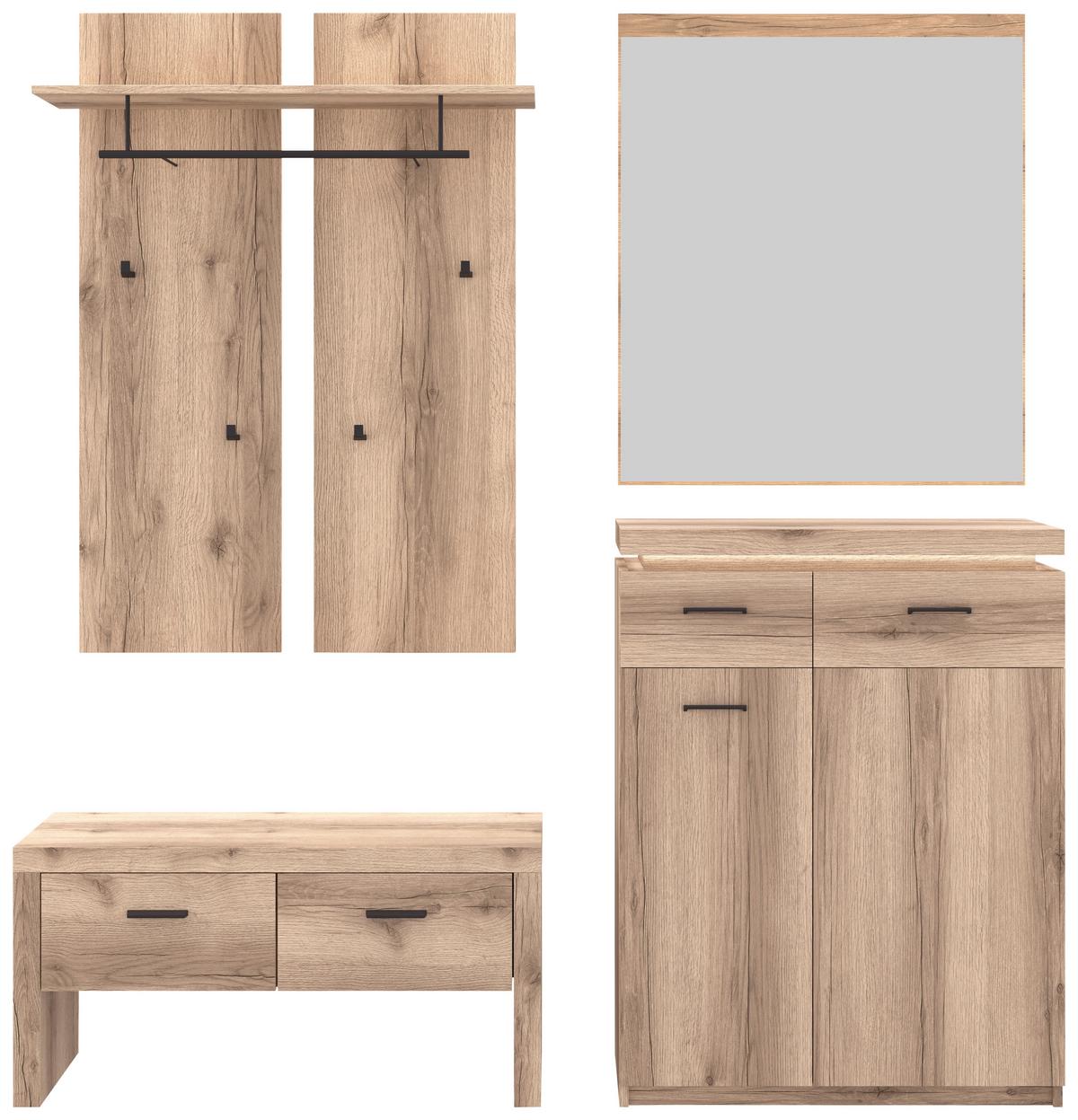 Klupa Za Predsoblje Vancouver - boje hrasta/antracit, Moderno, drvni materijal/metal (91/45/38cm) - Premium Living