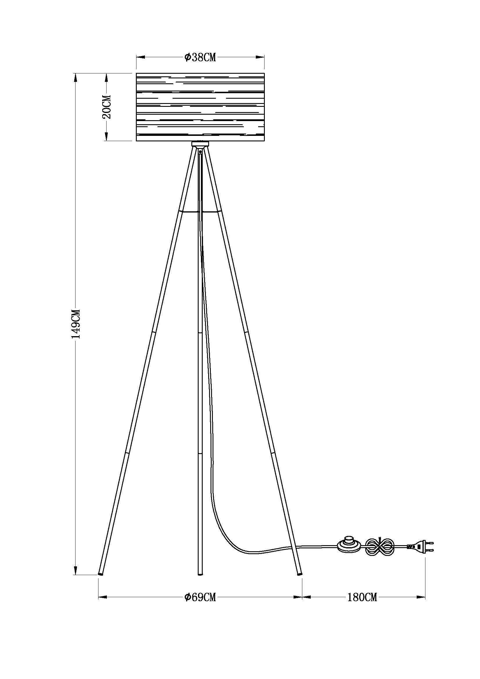 Stehleuchte Tunno max. 40 Watt - Goldfarben/Schwarz, Basics, Kunststoff/Metall (69/153cm) - Globo