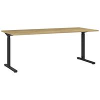 Schreibtisch B 180 H 70 cm GW-Profi, Eiche Dekor/Schwarz - Eichefarben/Schwarz, KONVENTIONELL, Holzwerkstoff/Metall (180/70/80cm) - Germania