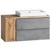 Waschtischkombi Varese ca.105x65,5x47cm Eiche/Grau - Eiche Wotan/Hellgrau, MODERN, Keramik/Holzwerkstoff (105cm) - Held