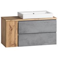 Waschtischkombi Varese ca.105x65,5x47cm Eiche/Grau - Eiche Wotan/Hellgrau, MODERN, Keramik/Holzwerkstoff (105cm) - Held