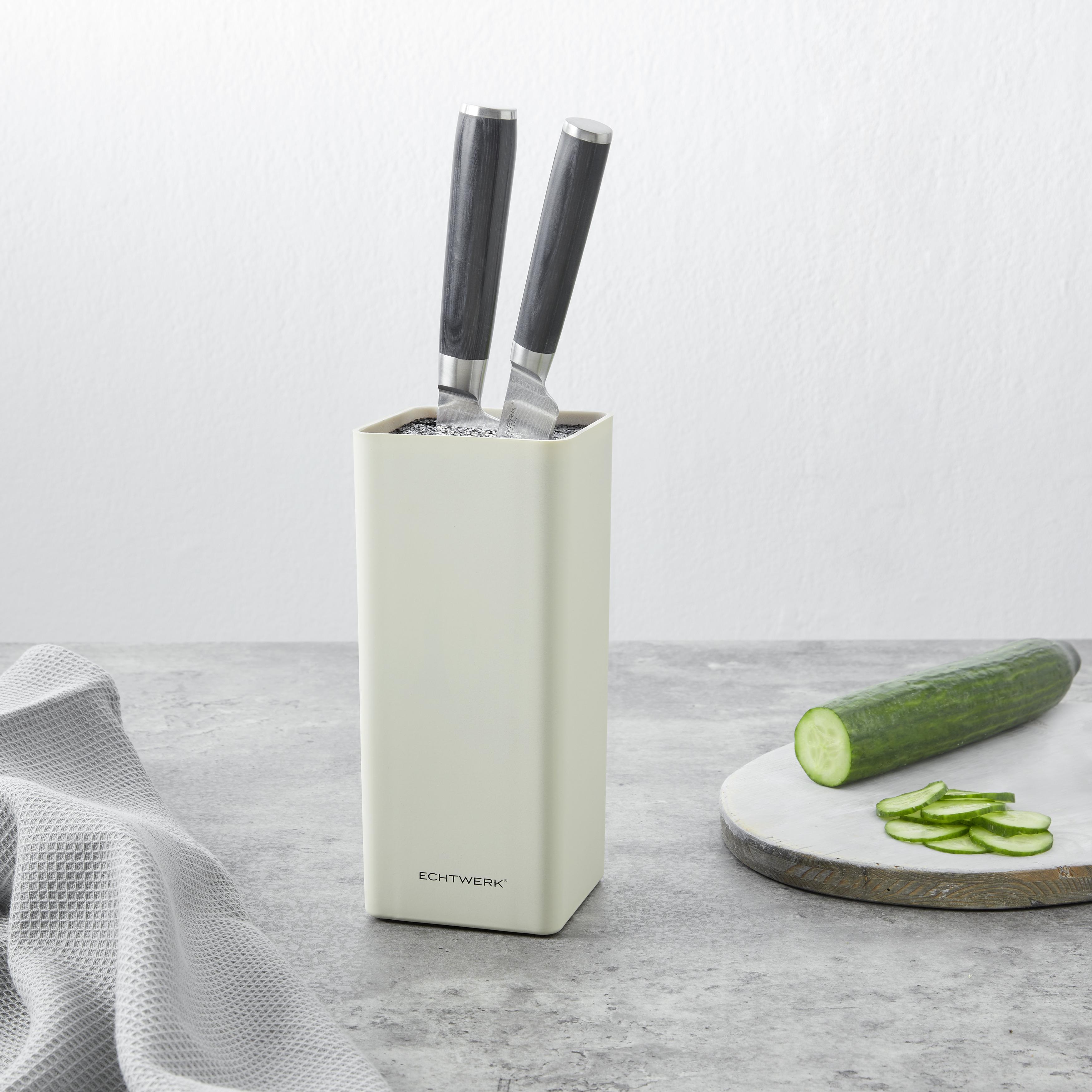 Messerblock Square in Cremefarben - Creme, Design (22,8/10,7/10,7cm) - Echtwerk