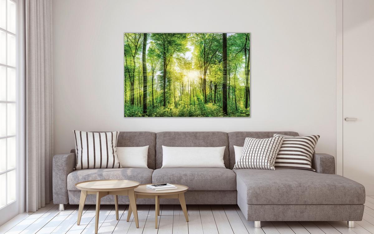 Tablou Desteny cca. 150x100 cm - verde pădure, Basics, lemn (150 cm/100 cm/3 cmcm) - Mömax