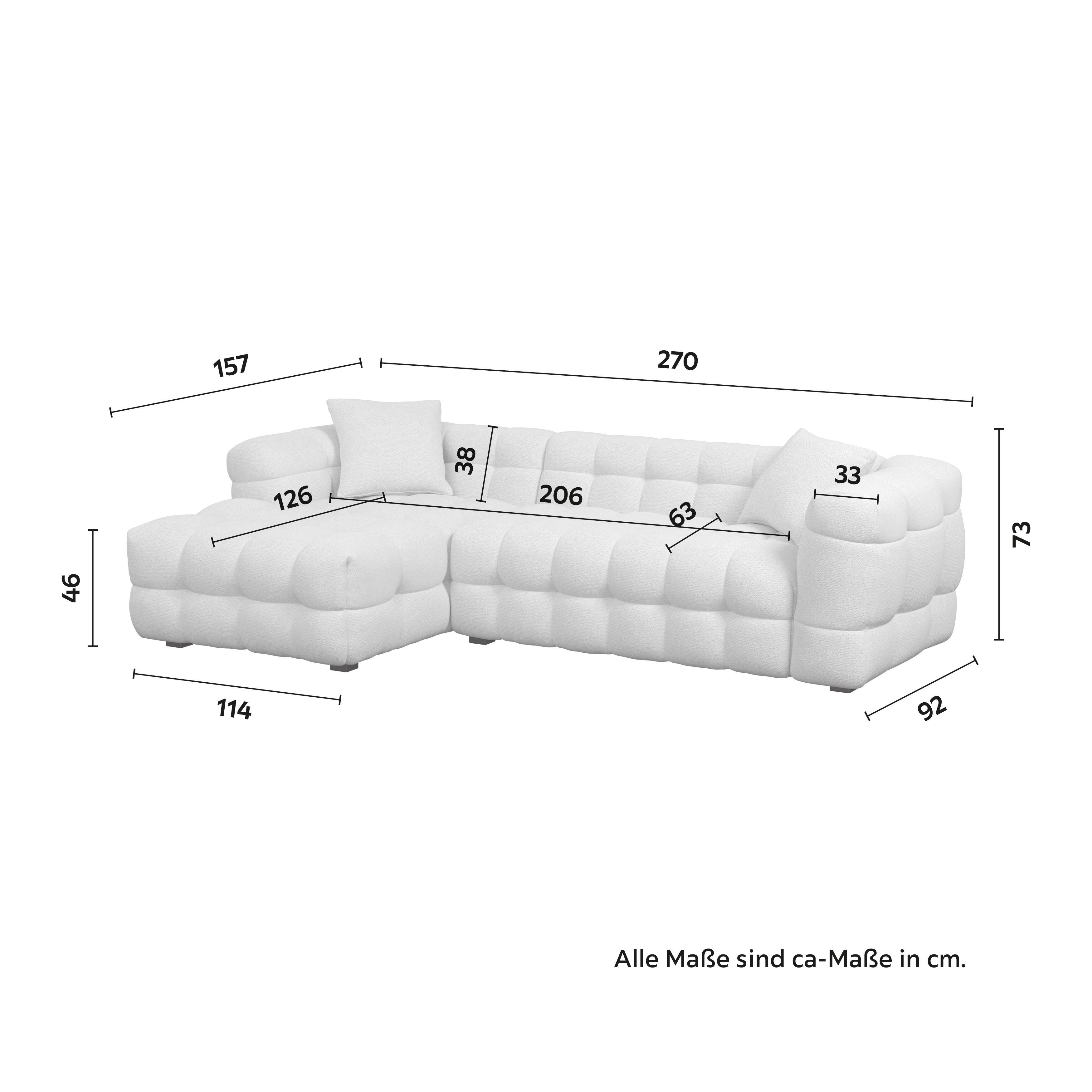 HÖRNSOFFA MAGDA - svart/cremefärgad, Modern, trä/textil (157/270cm) - Bessagi Home