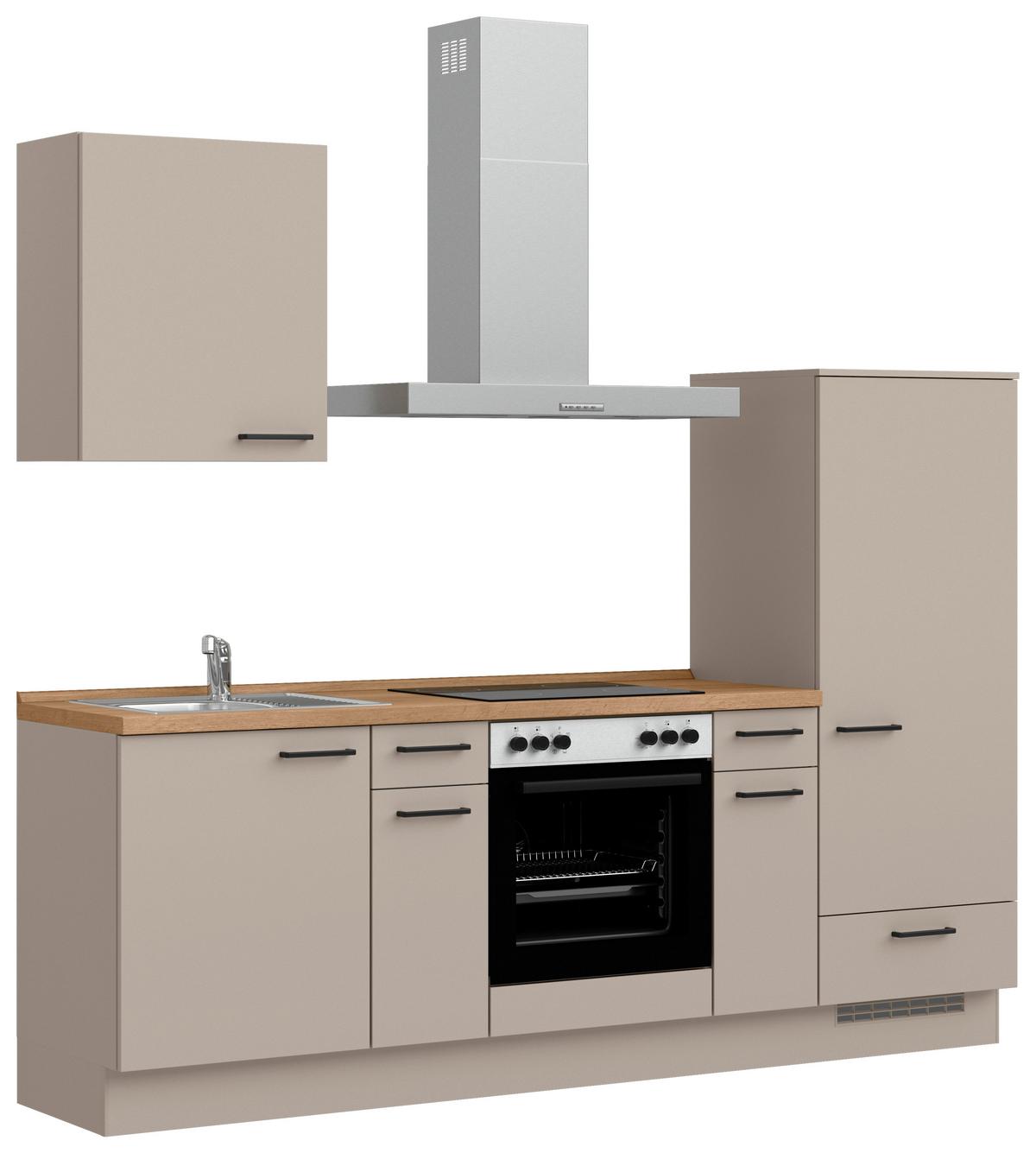 Küchenleerblock Easytouch Low o. Geräte Sandfarben - Sandfarben/Eichefarben, MODERN, Holzwerkstoff/Metall (240cm) - Nobilia