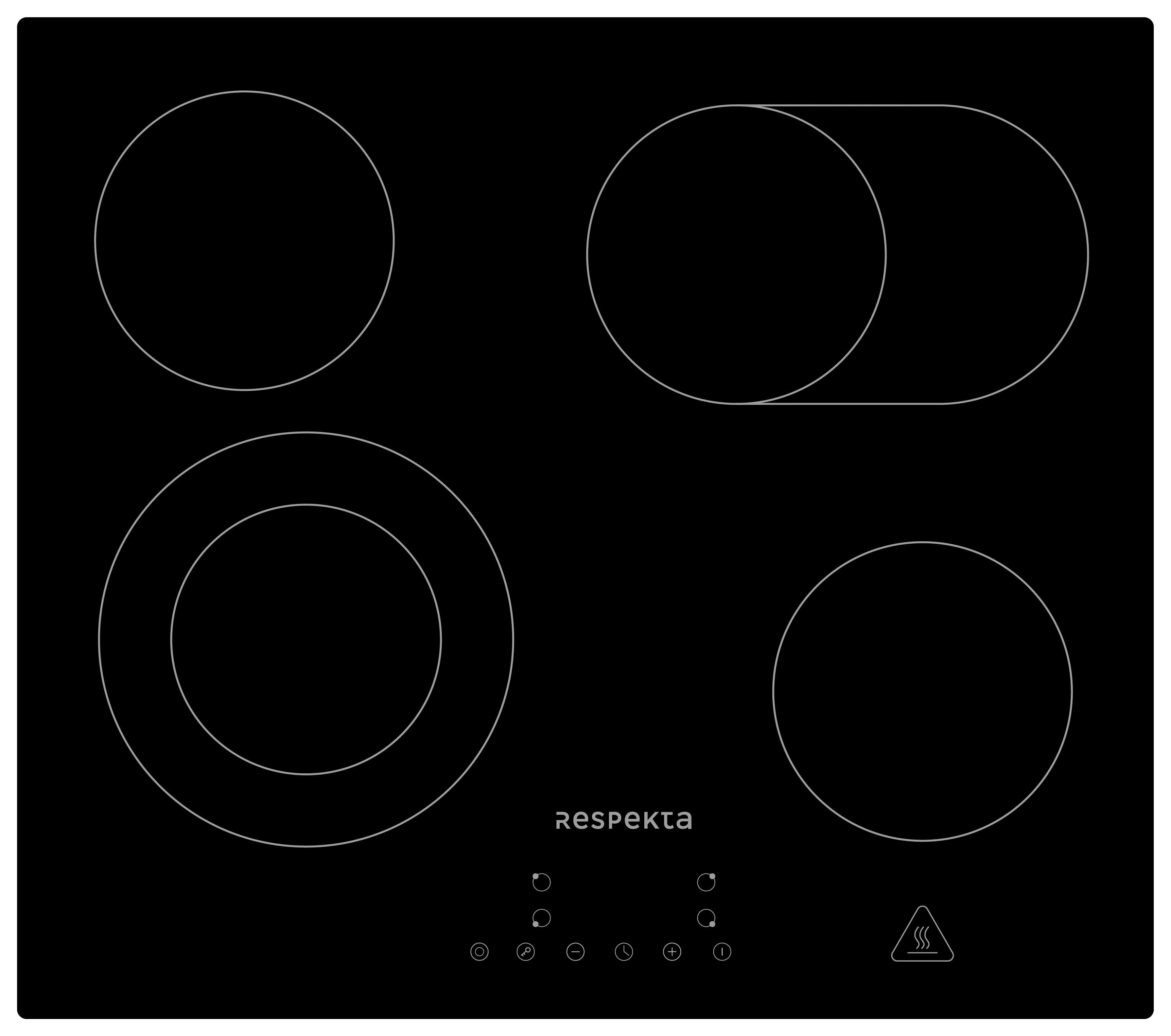 Backofenset ASET6005500 ca. 59,5/59/55 cm Schwarz - Schwarz, Trend, Glas/Metall (59,5/59/55cm) - Respekta