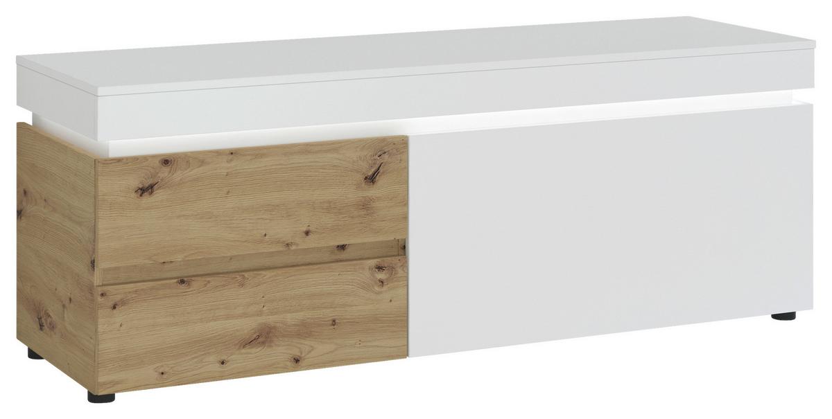 Comodă TV LUCI - alb/stejar Artisan, Trend, material pe bază de lemn (150,4/56,7/48cm) - Modern Living