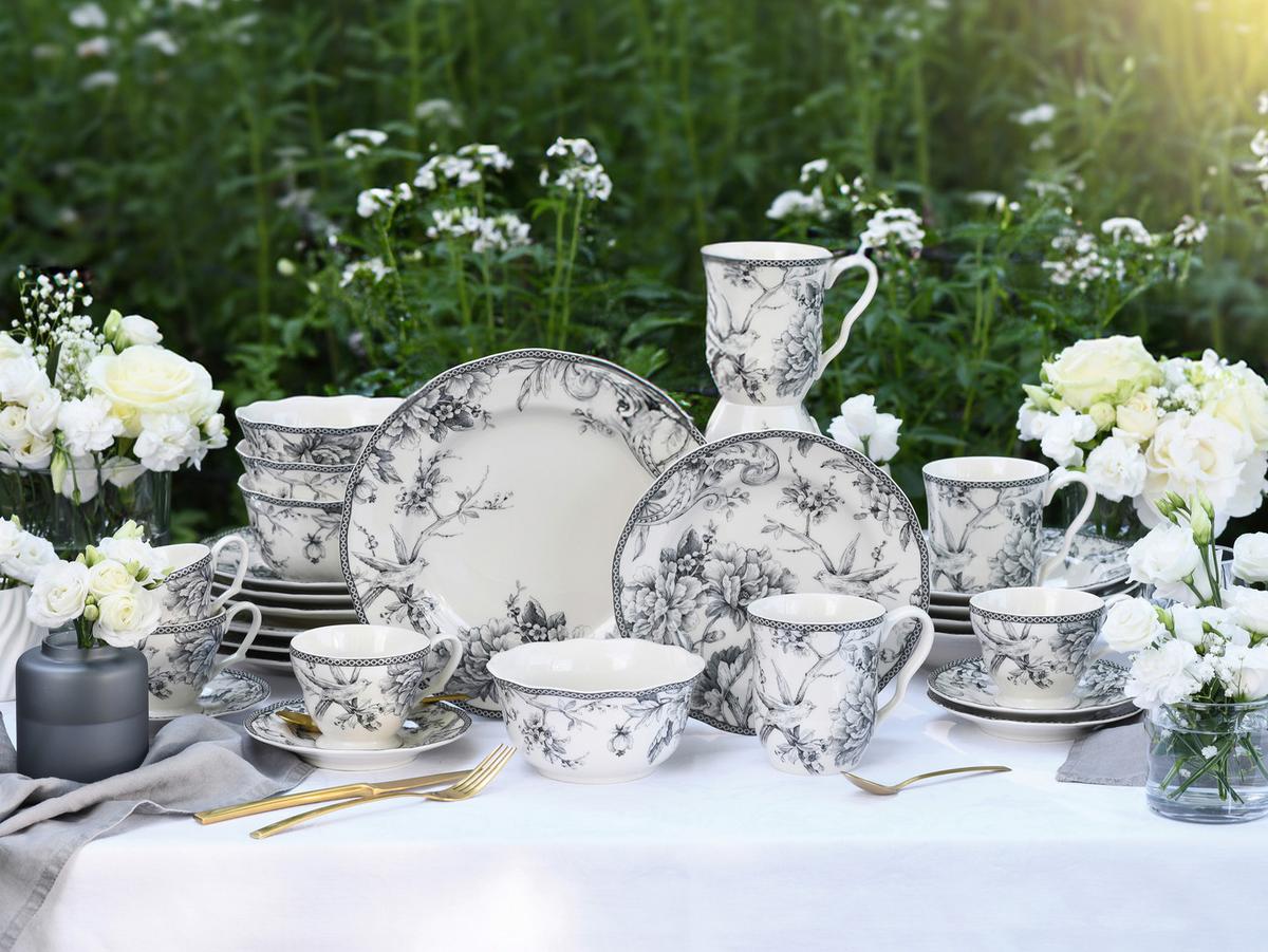 Serviciu de cafea Adelaide 12/1 - alb/gri, Basics, ceramică - Creatable