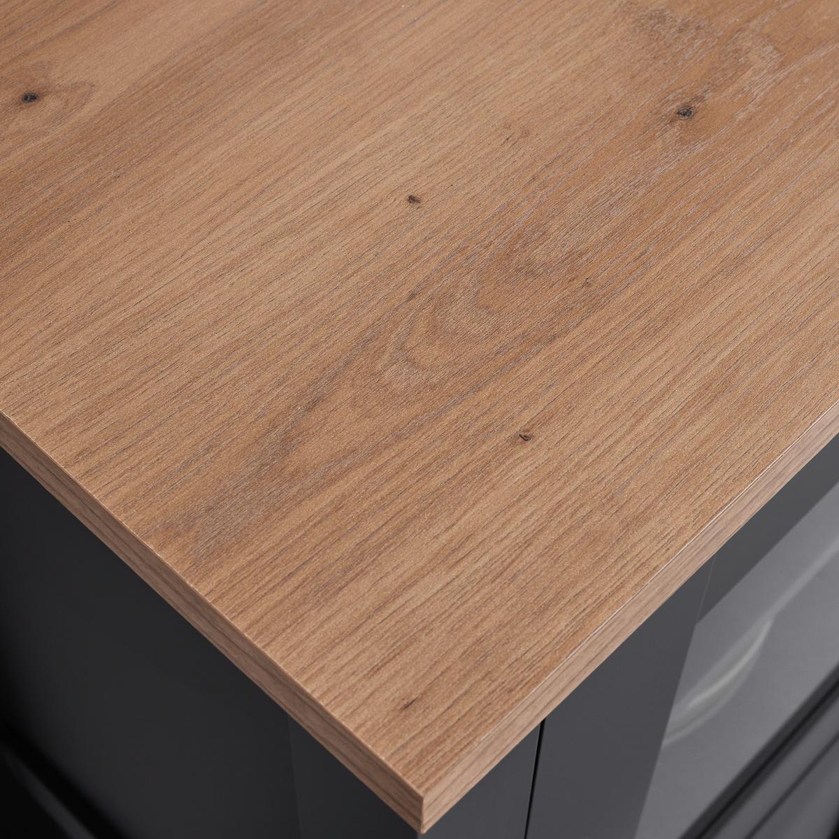 Vitrine "Claudio" dunkelgrau/eiche - Dunkelgrau/Graphitfarben, Modern, Glas/Holz (71/203/44cm) - Bessagi Home