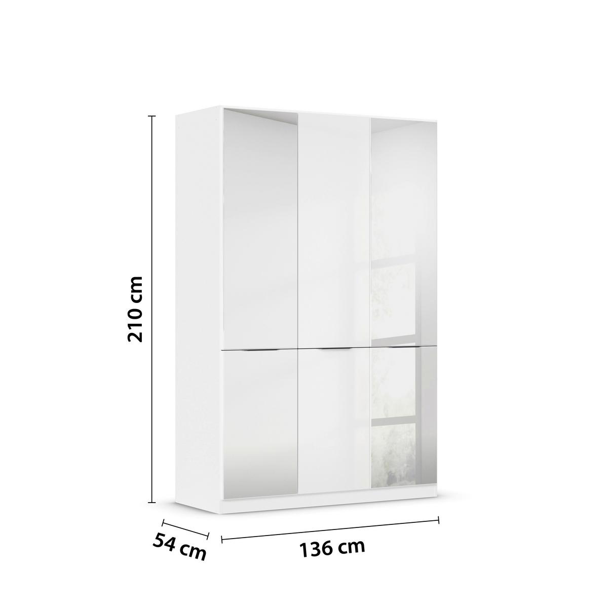 DULAP MAX - alb/alb lucios intens, Konventionell, material pe bază de lemn (136/210/54cm)