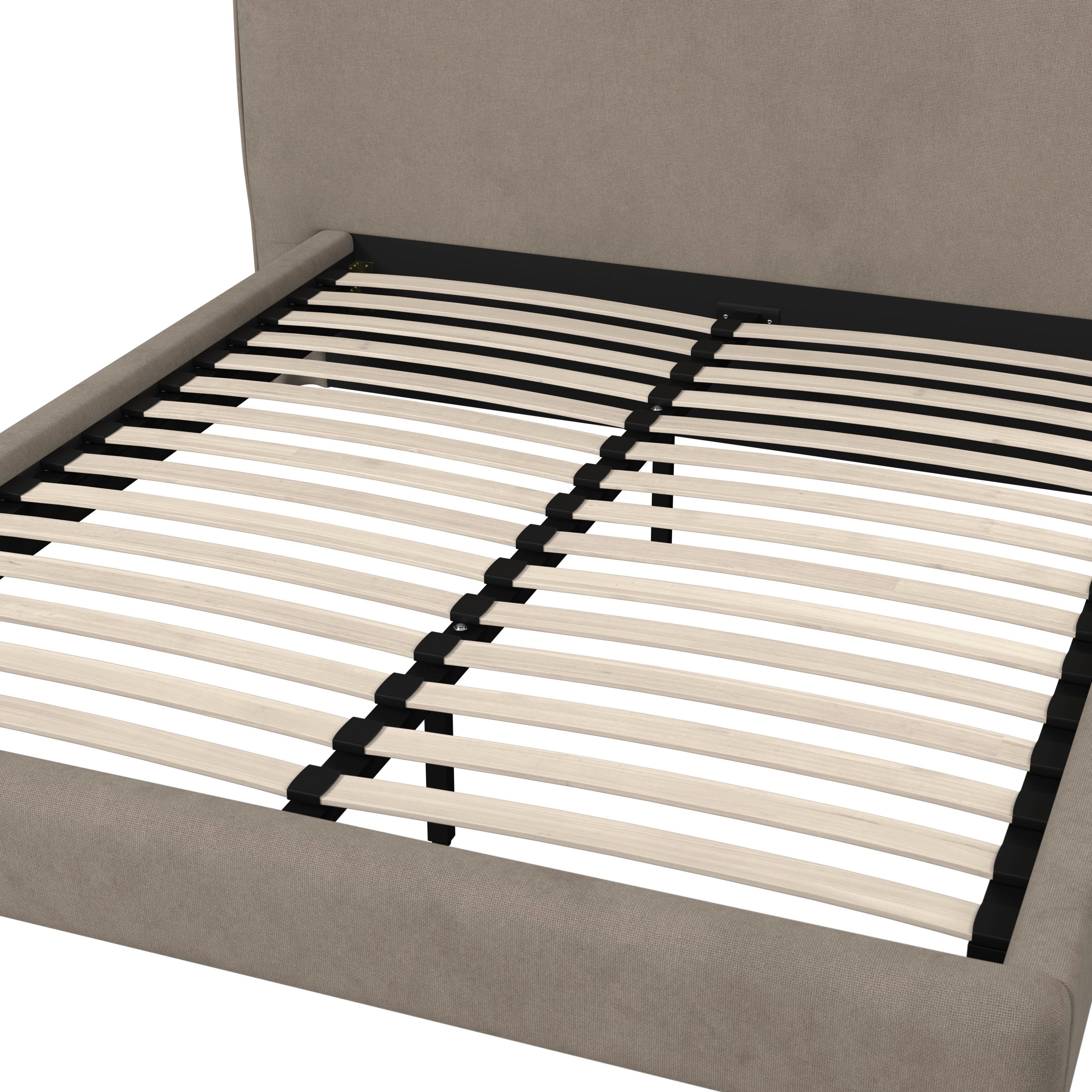 STOPPAD SÄNG VALION - taupe/ekfärgad, Modern, metall/trä (160/200cm) - Bessagi Home