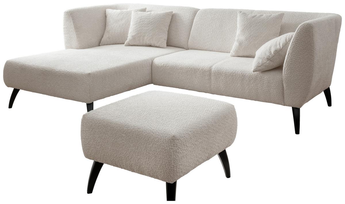 Wohnlandschaft Colori weiß Bouclé - Schwarz/Weiß, MODERN, Holz/Textil (160/264cm) - MID.YOU