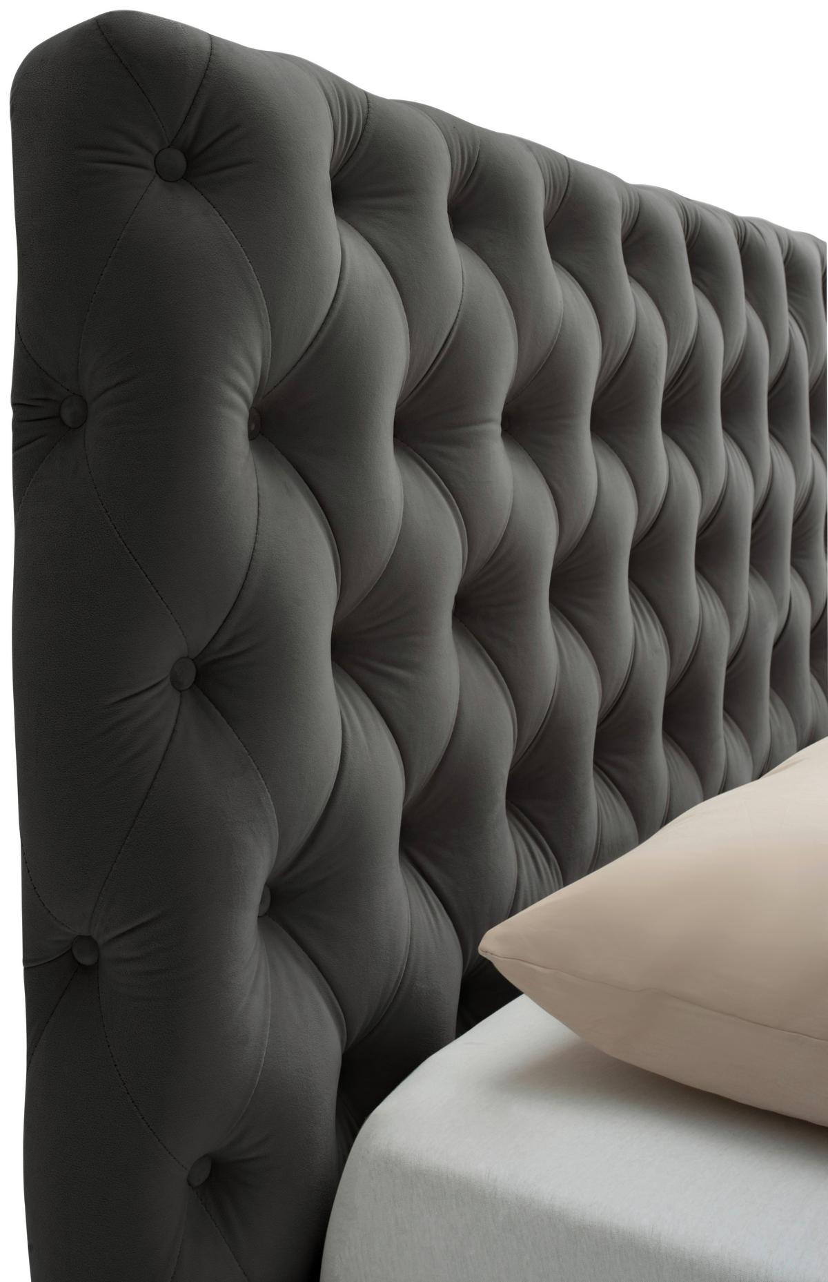 Polsterbett Katar Grau ca. 140x200cm - Schwarz/Grau, KONVENTIONELL, Textil (140/200cm) - Mömax