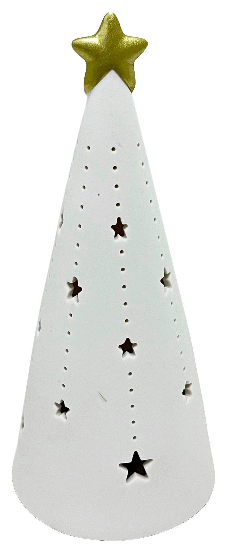 Dekobaum Lizzy Weiss matt - Weiss, Konventionell, Keramik (8,8/21,5cm) - Modern Living