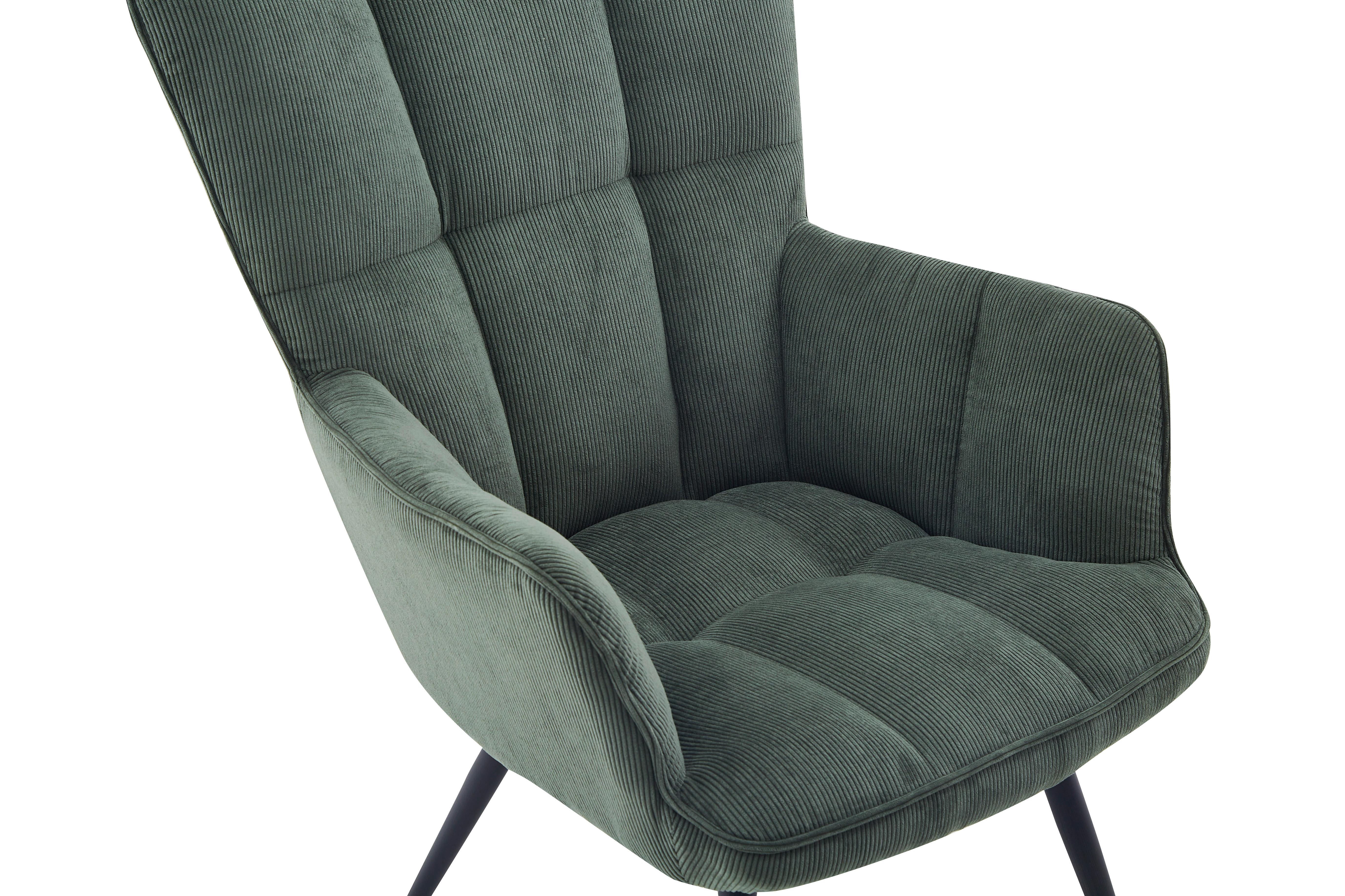 Sessel Alex Grün - grön/svart, Modern, metall/textil (68/100/78cm) - Based