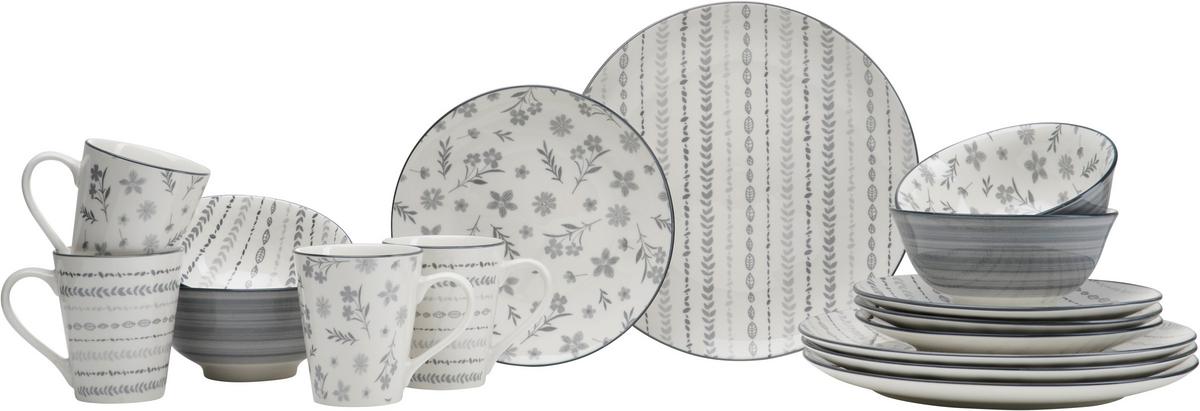 SERWIS OBIADOWO-ŚNIADANIOWY 424805 - biały/szary, Konventionell, ceramika (31/30/31cm) - Ritzenhoff Breker