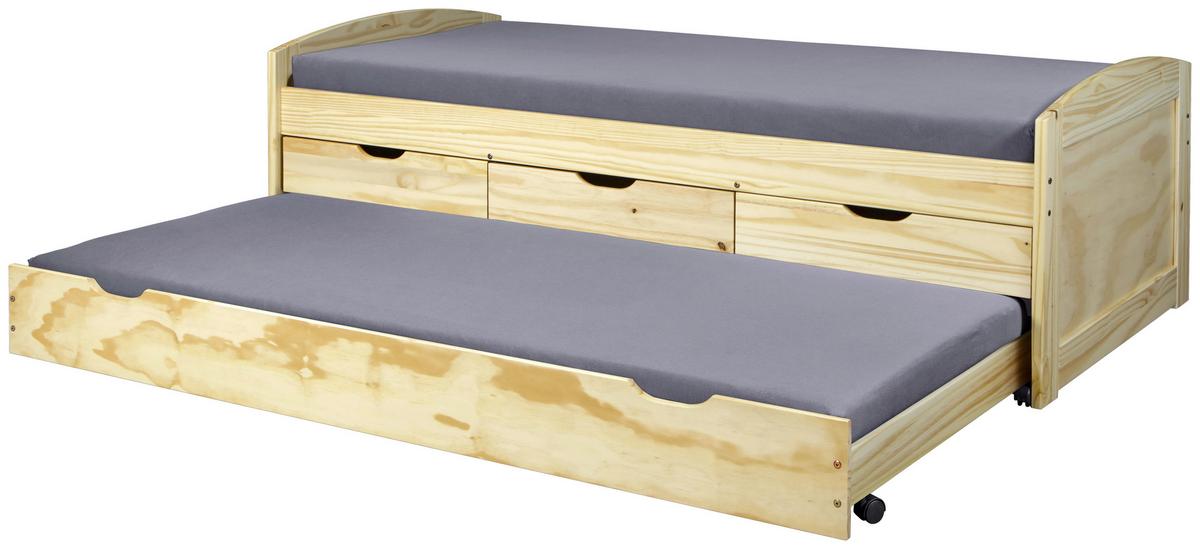 Ausziehbett Marinella Kiefer - Kieferfarben, Basics, Holz/Kunststoff (90/200cm) - MID.YOU