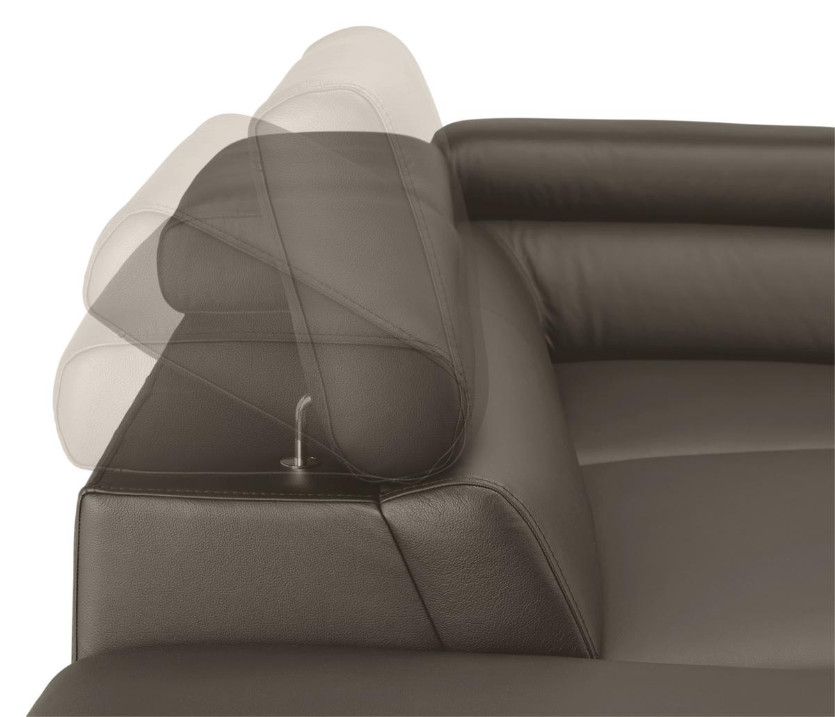 Wohnlandschaft Carmen rechts Dunkelgrau - Dunkelgrau/Schwarz, MODERN, Leder/Holz (292/72/226cm) - Premium Living