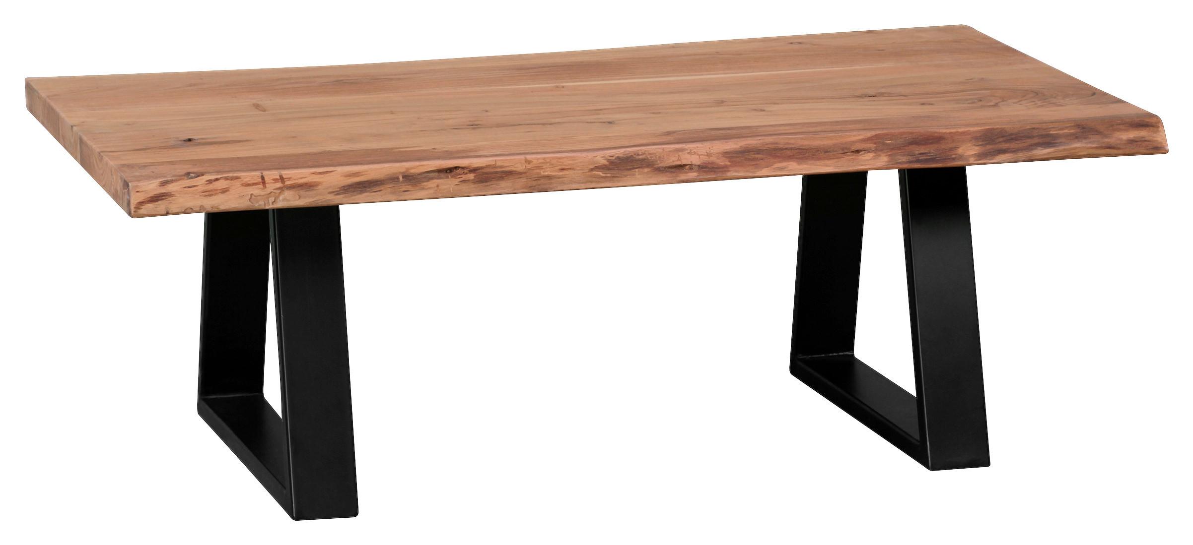 Couchtisch Gaya in Akaziefarben Massiv - Schwarz/Akaziefarben, Design, Holz/Metall (115/60/40cm) - MID.YOU