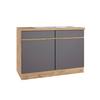 Spülenschrank Turin mit Spüle ca. 120x86 cm Grau/Wotan Eiche - Eiche Wotan/Grau, Design, Holzwerkstoff (120/86/60cm) - Held