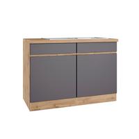 Spülenschrank Turin mit Spüle ca. 120x86 cm Grau/Wotan Eiche - Eiche Wotan/Grau, Design, Holzwerkstoff (120/86/60cm) - Held