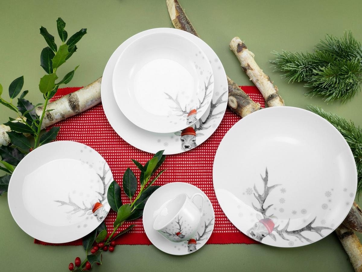 Kombinirani Servis Christmas Reindeer, 30-Delni - večbarvno, Basics, keramika