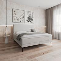 Boxbett Nevada ca. 180x200 cm Hellgrau mit Topper - Hellgrau/Schwarz, Modern, Holz/Textil (180/200cm) - Bessagi