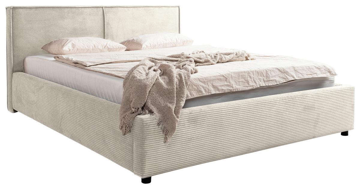 Oblazinjena Postelja Inez, Krem Barva, 180x200cm - črna/krem barve, Moderno, kovina/tekstil (180/200cm) - P & B