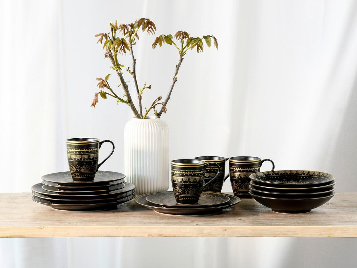 Kombinirani Servis Mandala, 16-Delni - zlate barve/črna, keramika - Creatable