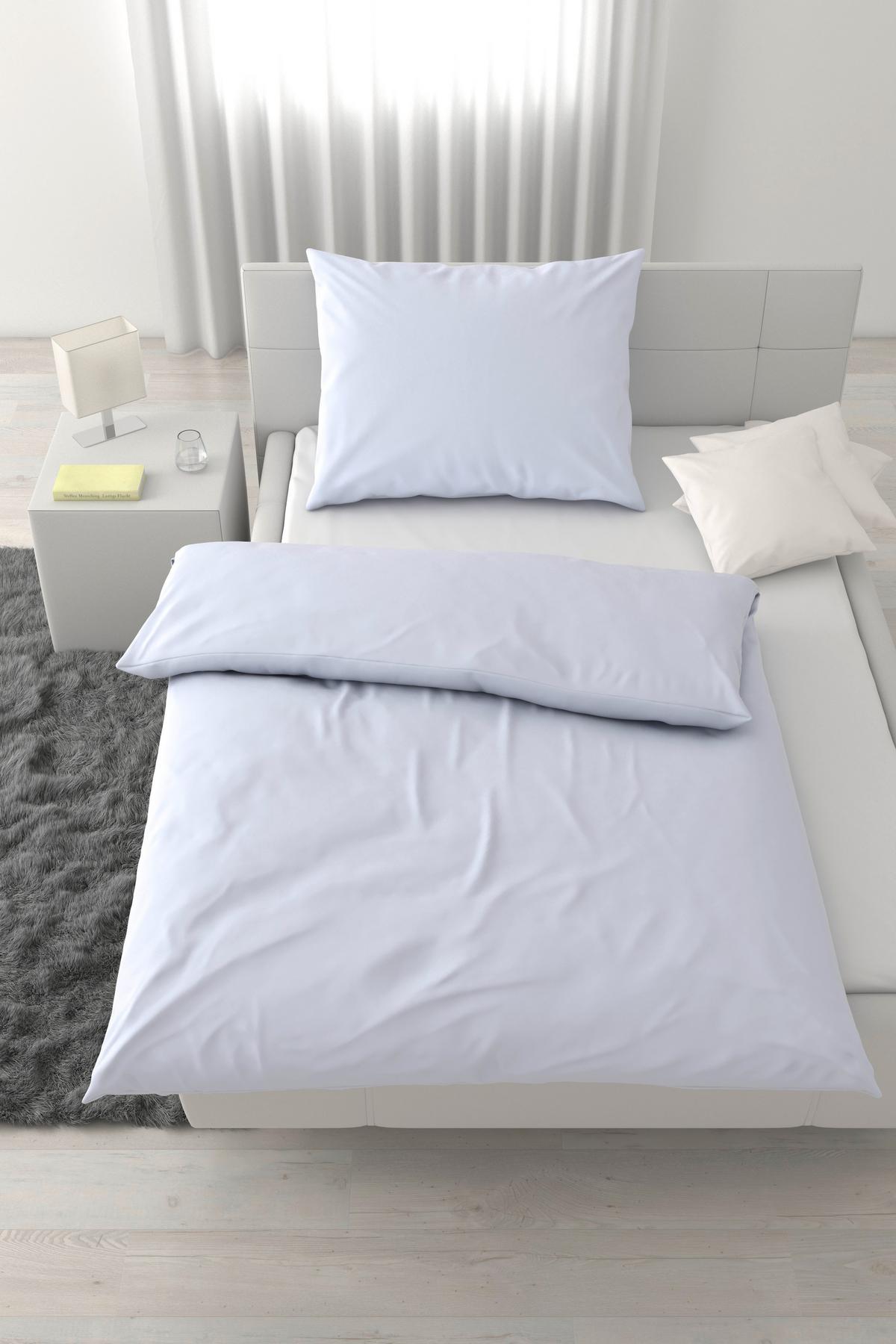 Lenjerie de pat Xenia Uni, 140x200/70x90 cm - alb, Modern, textil (140/200cm) - Premium Living