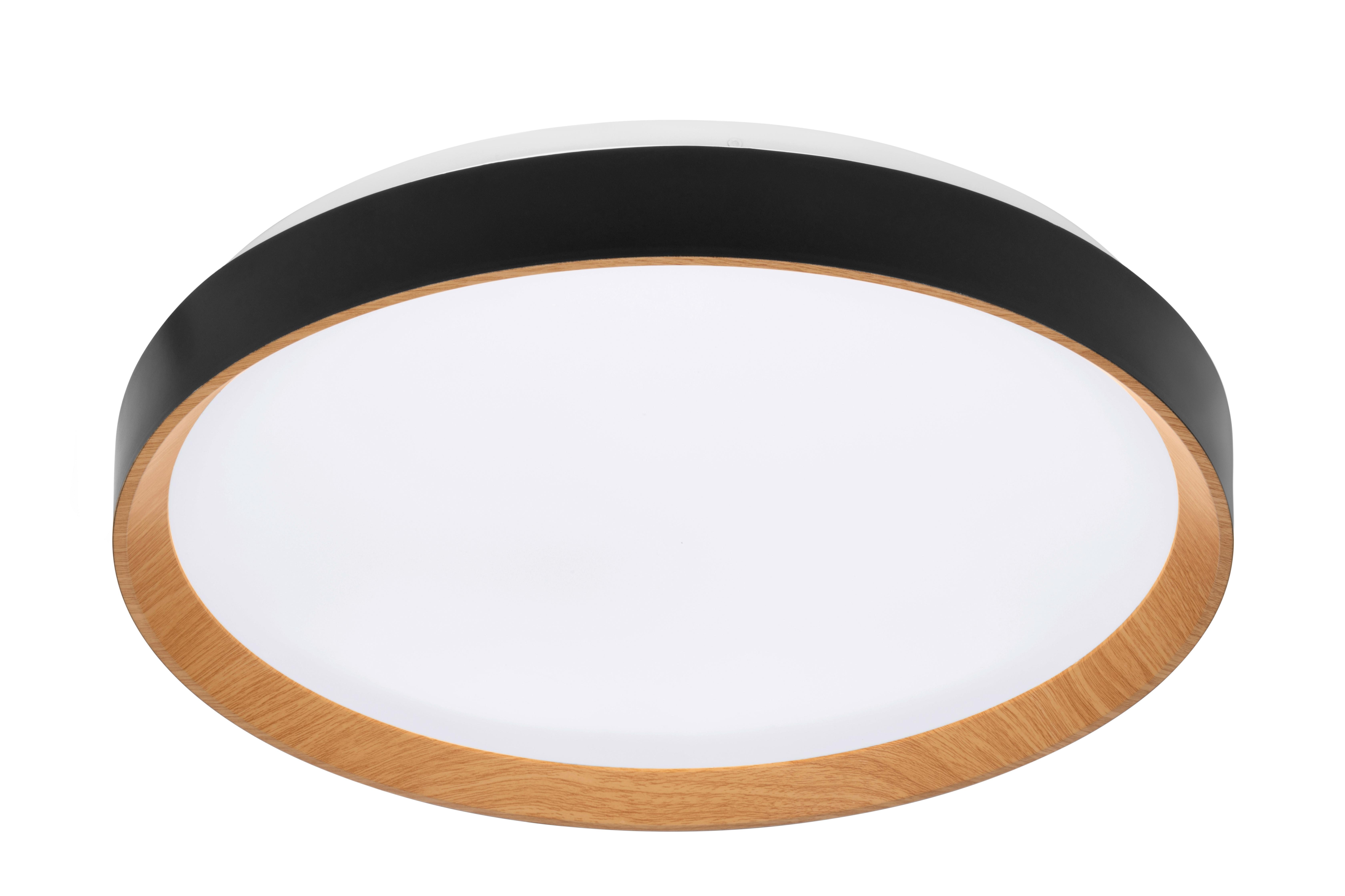 LAMPA SUFITOWA LED NASHVILLE - czarny/kolor dębu sonoma, Basics, tworzywo sztuczne/metal (48/8cm) - Novel