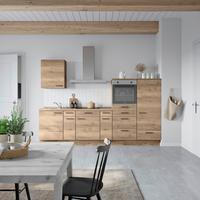 Küchenblock Structura Low m. Geräten Eiche dunkel - Eiche dunkel/Eichefarben, MODERN, Holzwerkstoff/Metall (300cm) - Nobilia