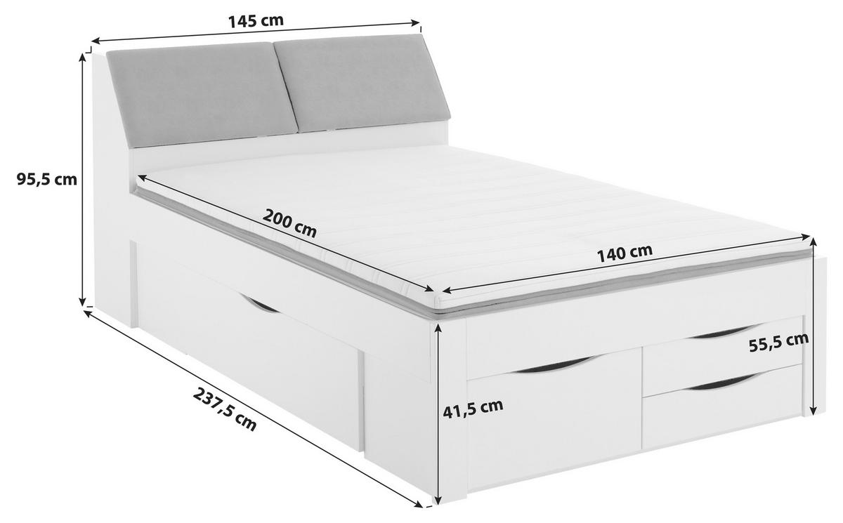 Krevet S Prostor. Za Odlaganje Maxi - siva/hrast Artisan, Konvencionalno, drvni materijal (140/200cm) - Modern Living