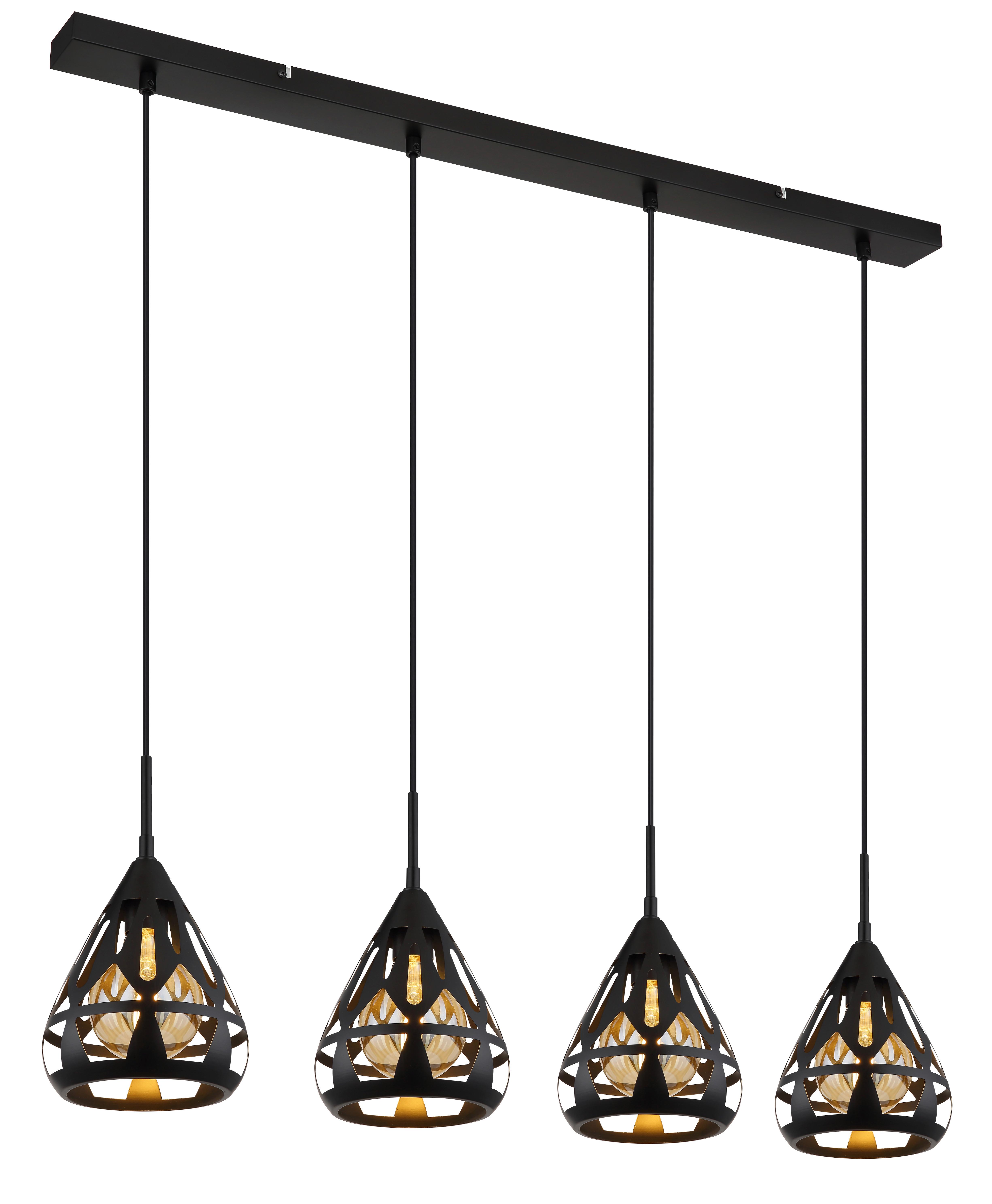Hängeleuchte Hassan Schwarz max. 40 Watt - Schwarz, Basics, Kunststoff/Metall (92/17/120cm) - Globo