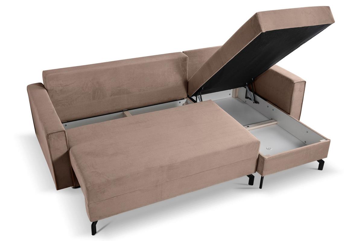 Ecksofa Marti Altrosa mit Schlaffunktion - Altrosa/Schwarz, Basics, Holz/Textil (230/148cm) - MID.YOU