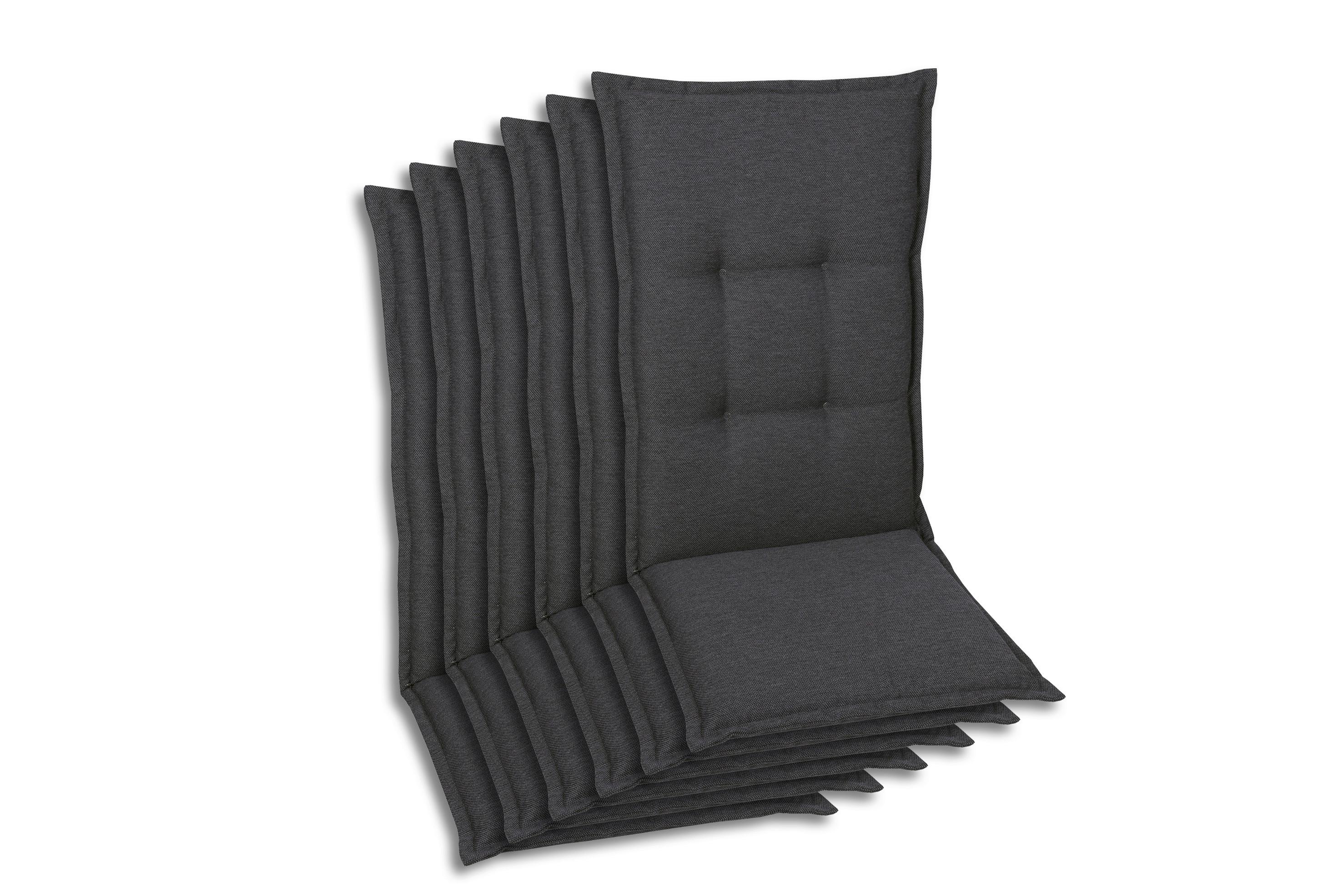 Sesselauflagenset Anthrazit, 6-teilig - Anthrazit, Basics, Textil (50/7/120cm)