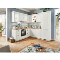 Einbauküche Sylt Alpinweiss ohne Geräte, ohne Zubehör - Edelstahlfarben/Eichefarben, ROMANTIK / LANDHAUS, Metall (235/235cm) - Nobilia