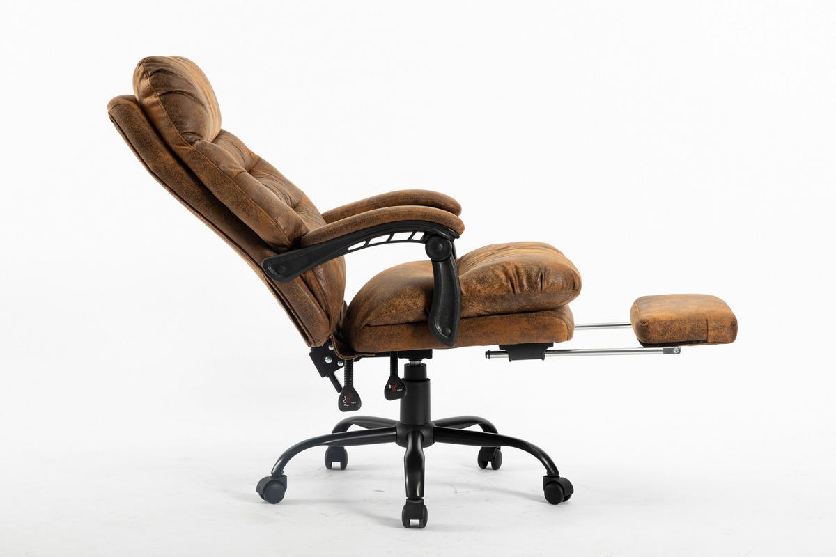FOTEL SZEFA BIG BOSS - czarny/brązowy, Modern, tworzywo sztuczne/metal (64/114-122/72cm) - MID.YOU