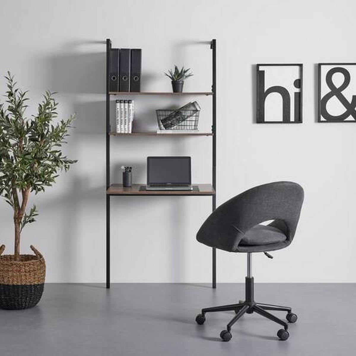 Wandregal Maja Nussbaumfarben MDF ca.80x50 cm - Nussbaumfarben/Schwarz, MODERN, Metall (80/50/180cm) - Bessagi Home