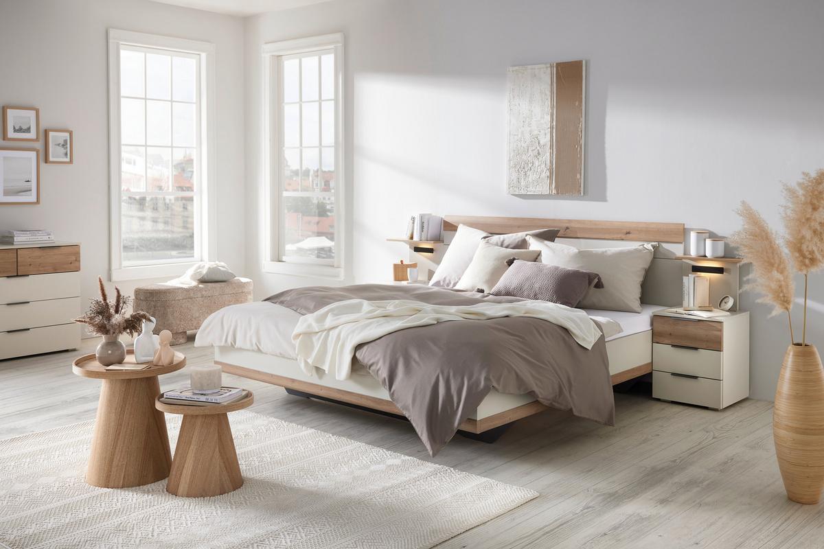 Krevet Ellmau - hrast Artisan/boje šampanjca, Konvencionalno, drvni materijal (160/200cm) - Premium Living