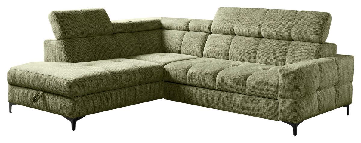 Kutna Garnitura Leno - maslinasto zelena/crna, Moderno, drvni materijal/tekstil (212/79-95/254cm) - Modern Living