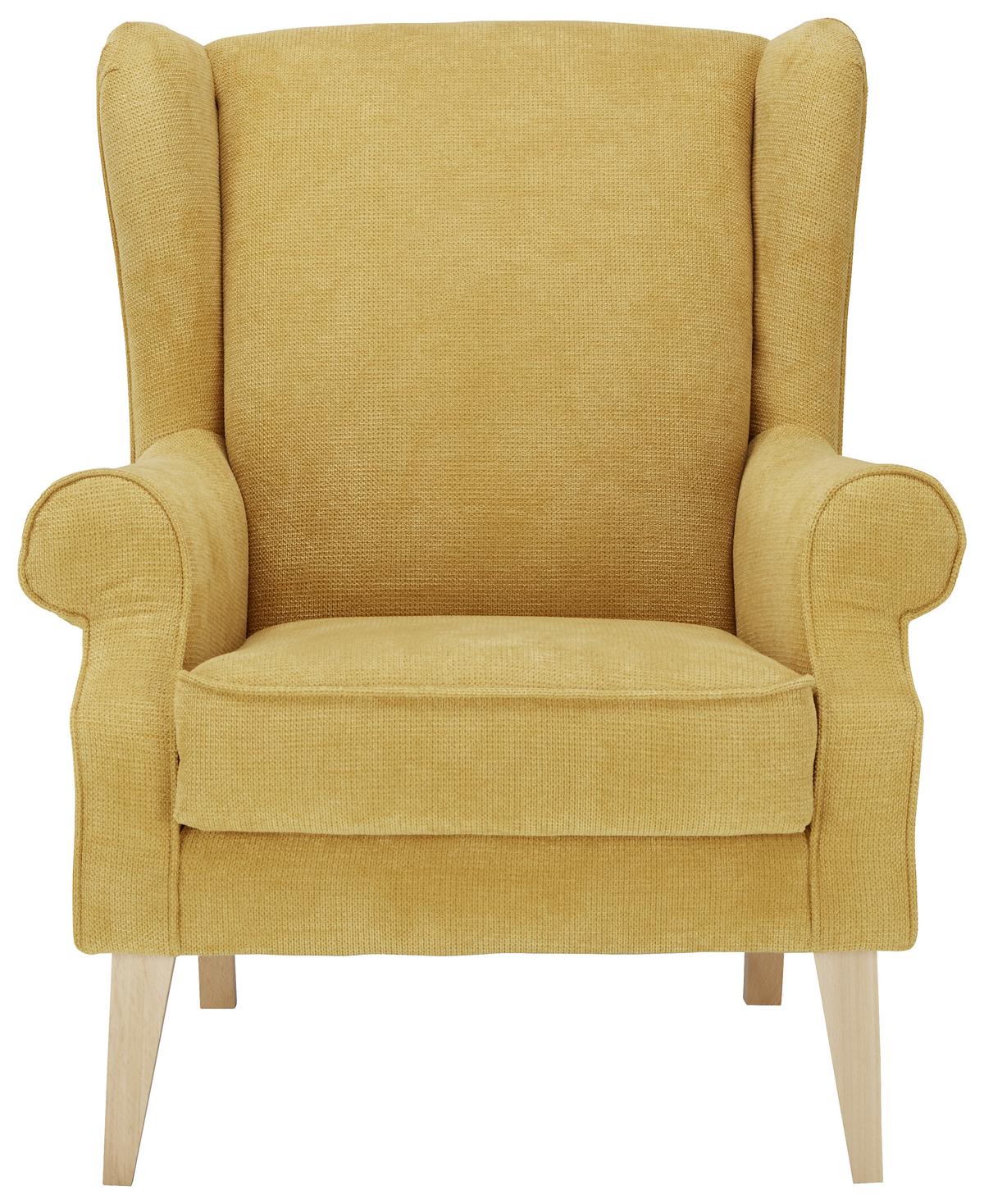 Ohrensessel in Gelb - Gelb/Naturfarben, Textil (82/95/48/85cm) - Mömax