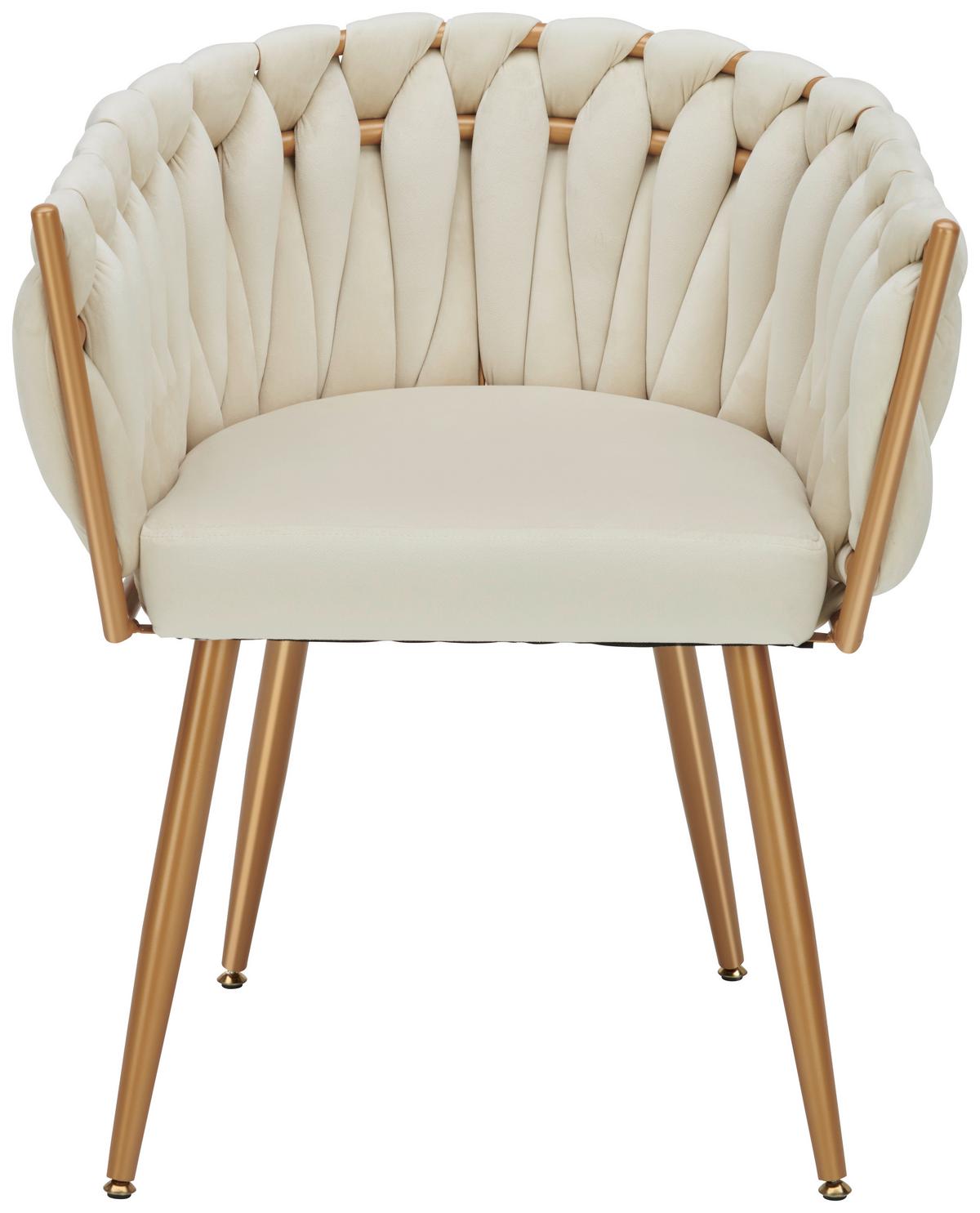 KRZESŁO Z PODŁOKIETNIKAMI WEAVY   -AMBIA HOME- - beżowy/kolor złoty, Lifestyle, metal/tkanina (60/78/55cm) - Ambia Home