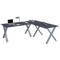 Kotna Pisalna Miza Lona, Antracit, Srebrna, 160x160cm - srebrne barve/antracit, Design, kovina/leseni material (160/160/76cm) - MID.YOU