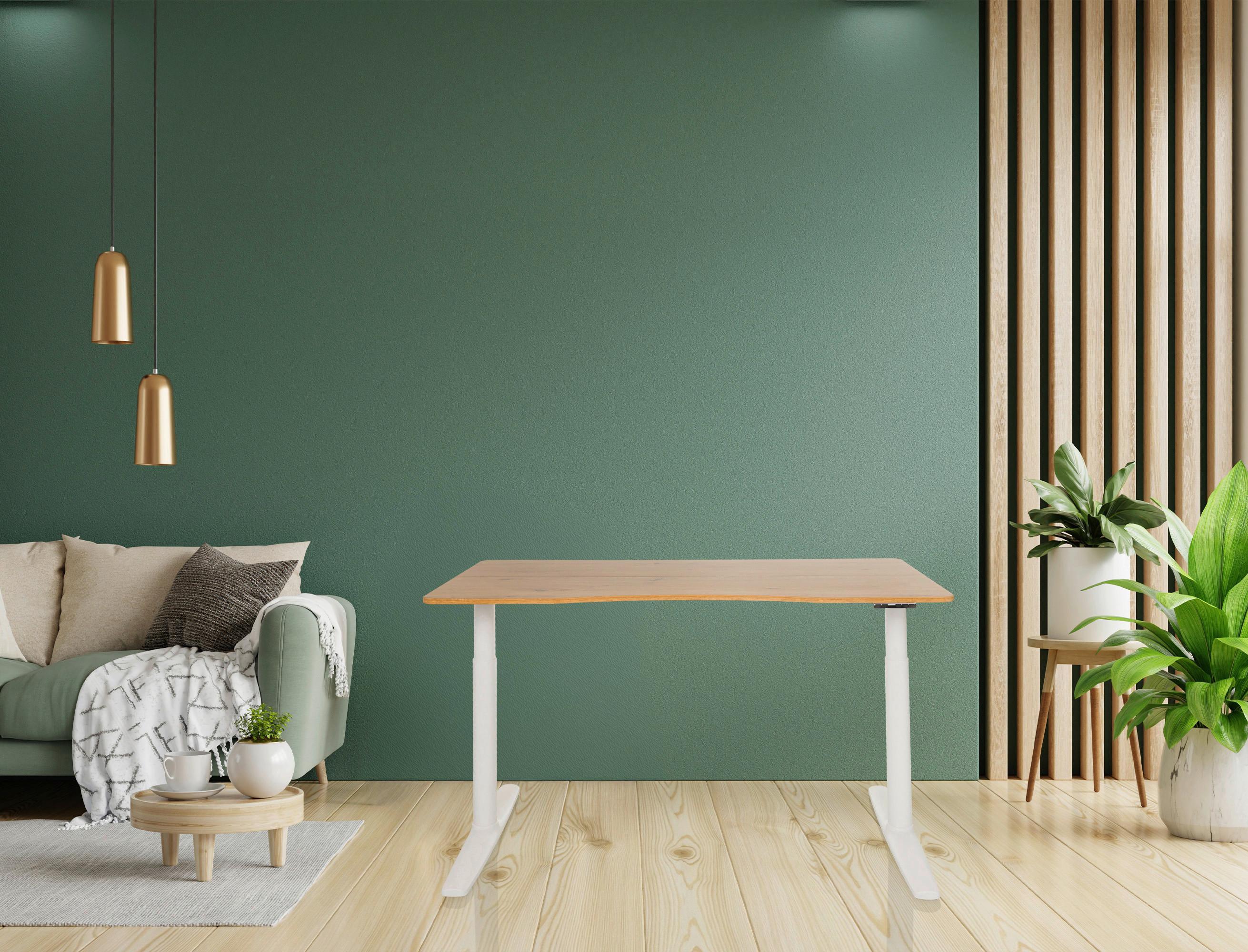 Pisalna Miza Stand Pro R, Hrast - barve hrasta/bela, Moderno, kovina/leseni material (140/70/73 - 118cm) - MID.YOU