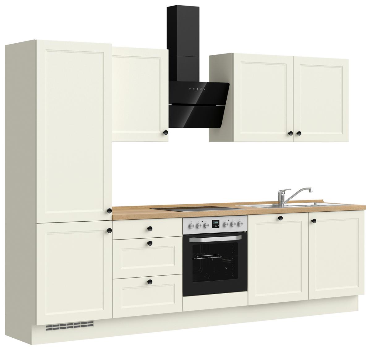 Küchenblock Cascada High m. Geräten Weiß - Eichefarben/Schwarz, MODERN, Holzwerkstoff/Metall (300cm) - Nobilia