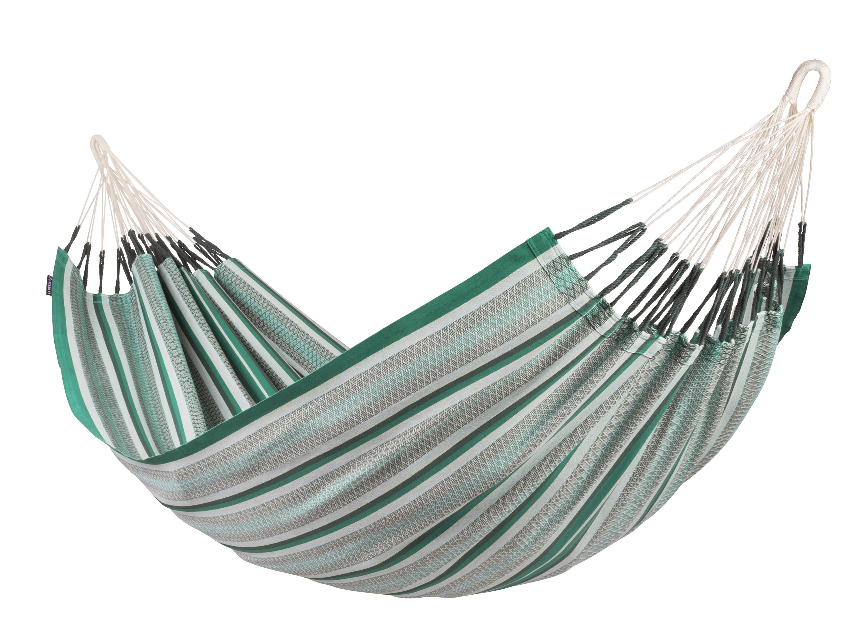 Hängematte Classic Double Hammock Weiß/Grün - Waldgrün/Dunkelgrün, KONVENTIONELL, Textil (160/350cm) - La Siesta