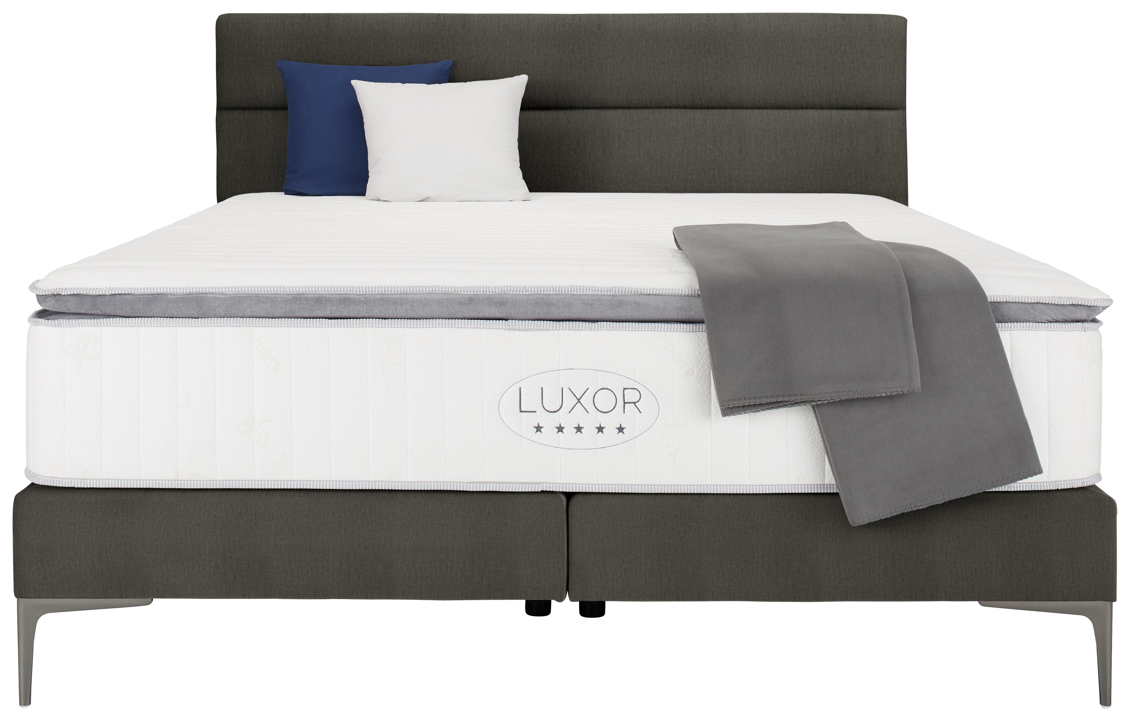 Boxspringbett ca. 180x200cm - Schwarz/Braun, KONVENTIONELL, Holz/Holzwerkstoff (180/200cm) - Premium Living