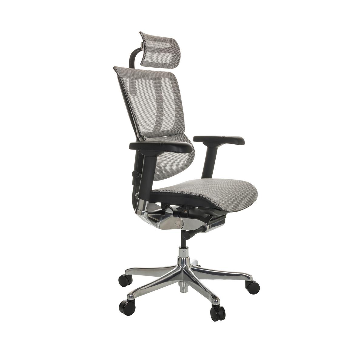 Drehstuhl Ergohuman Slim Hellgrau ca. 69x116-138x66cm - Silberfarben/Hellgrau, Basics, Kunststoff/Textil (69/116-138/66cm) - MID.YOU